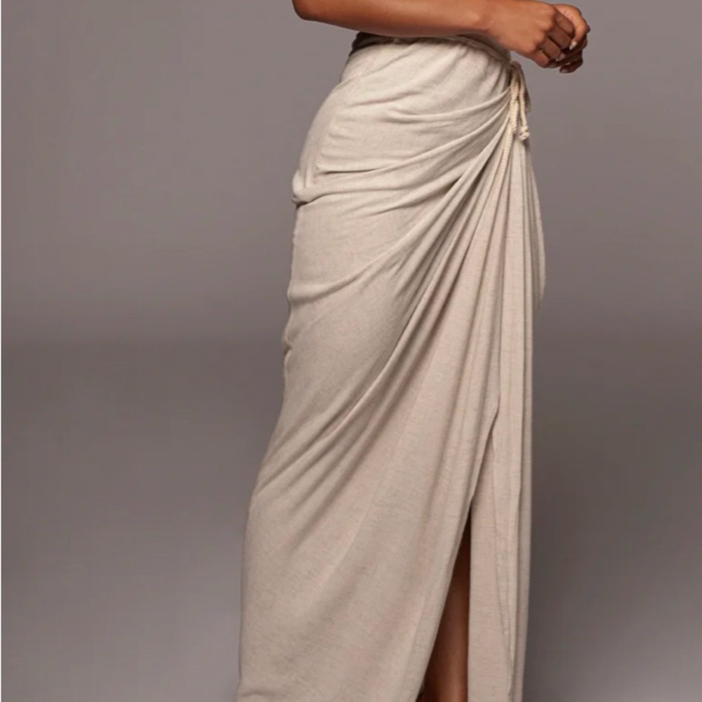 JLUXLABEL NEW NATURAL NOELIA LINEN SLIT SKIRT